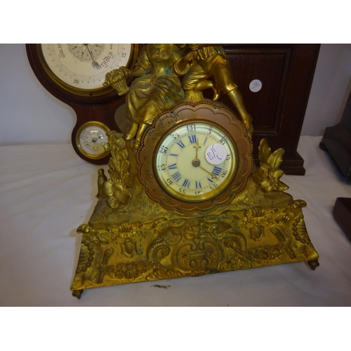 7 - Mixed lot - clocks, clock case and barometer. AF.