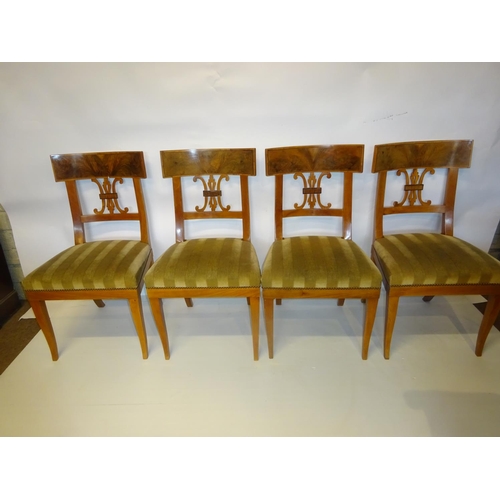 78 - A fine set of 4 walnut & satinwood biedermeier side chairs.