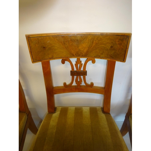 78 - A fine set of 4 walnut & satinwood biedermeier side chairs.