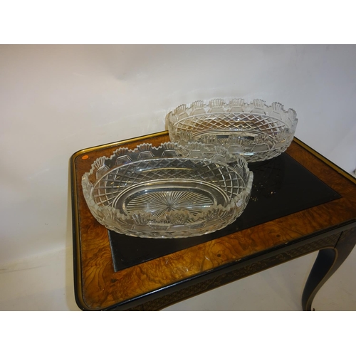 81 - A good pair of Waterford cut glass oval shaped bowls. 35cm x 25cm.