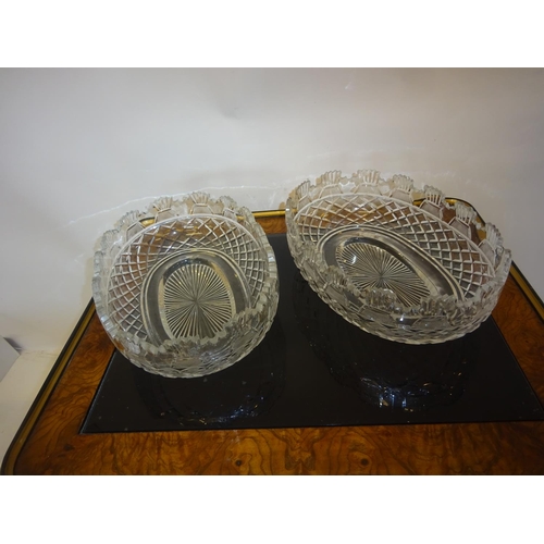 81 - A good pair of Waterford cut glass oval shaped bowls. 35cm x 25cm.