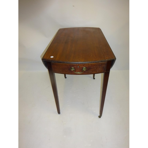 90 - Georgian mahogany drop leaf Pembroke table fitted with real & dummy drawers and raised on tapered le... 