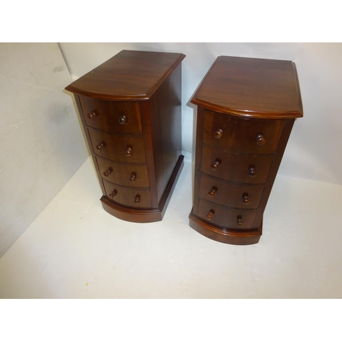 95 - A pair of Victorian mahogany four drawer bedside chests. W. 38cm, D. 58cm, H. 80cm.
