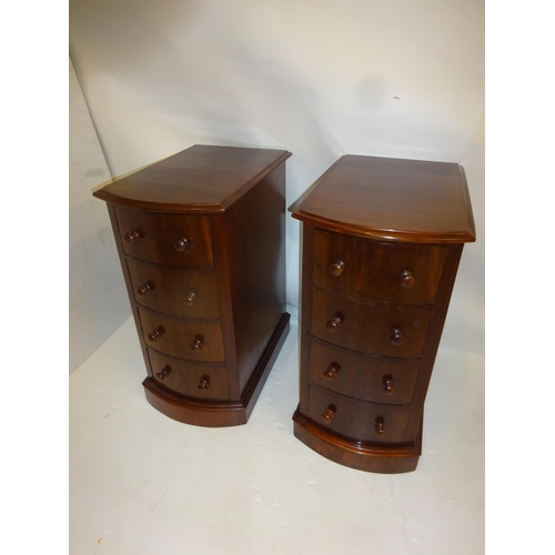 95 - A pair of Victorian mahogany four drawer bedside chests. W. 38cm, D. 58cm, H. 80cm.