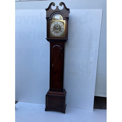 348 - Carlow interest - A fine antique Irish long cased clock, the mahogany case with a long door, the arc... 