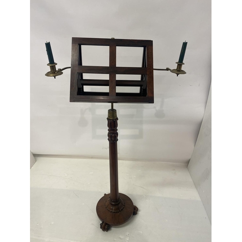 1 - William & Gibton - A 19th century Irish rosewood duet music stand retaining its original brass candl... 