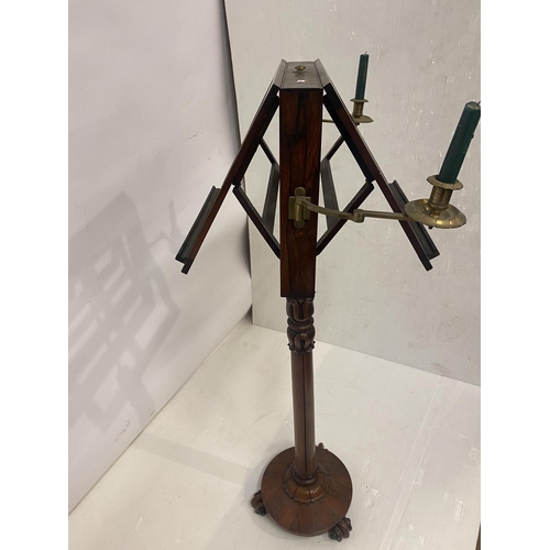 1 - William & Gibton - A 19th century Irish rosewood duet music stand retaining its original brass candl... 