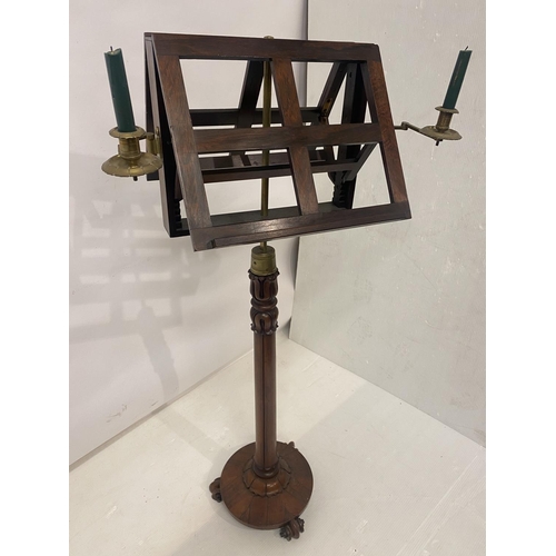 1 - William & Gibton - A 19th century Irish rosewood duet music stand retaining its original brass candl... 