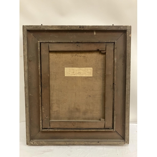 110 - A pair of 19th century gilt frames, one housing a portrait on canvas with label on reverse which rea... 