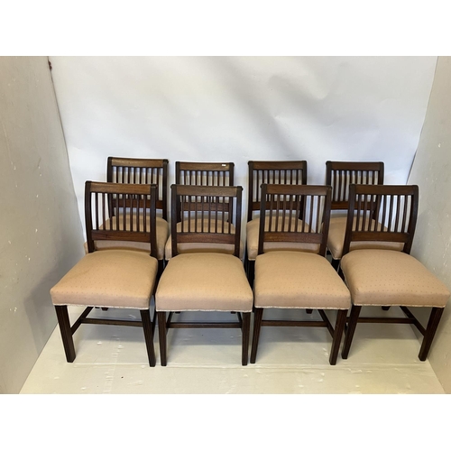 120 - A rare set of Cork Georgian mahogany 8 bar dining chairs raised on reeded legs.  (8 singles) (old re... 