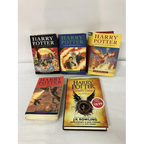 147 - Harry Potter books - 4 hardbacks and 1 paperback. (3 first editions) (5)