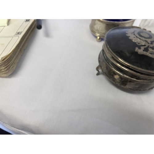 194 - A lot of silver topped and enamel & tortoiseshell toilet jars - powder compact (hinge broken), 2 sil... 