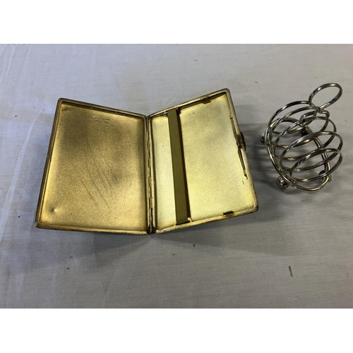 207 - Silver toast rack, Sheffield 1931 and silver cigarette case, Birmingham 1920. (2)