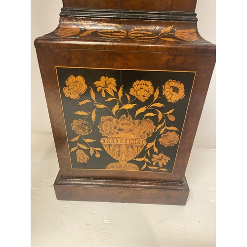 257 - A fine antique walnut and marquetry inlaid long cased clock, the 11