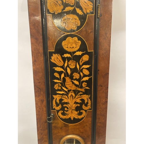 257 - A fine antique walnut and marquetry inlaid long cased clock, the 11