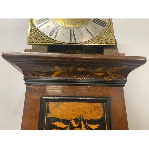 257 - A fine antique walnut and marquetry inlaid long cased clock, the 11