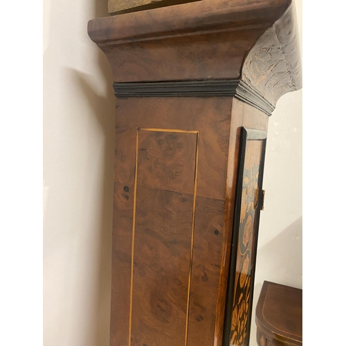 257 - A fine antique walnut and marquetry inlaid long cased clock, the 11