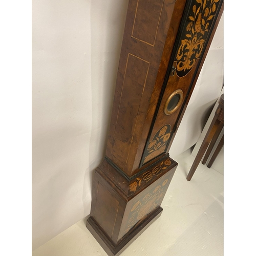 257 - A fine antique walnut and marquetry inlaid long cased clock, the 11