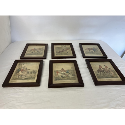 282 - A set of 6 humorous coloured Alken prints, framed.