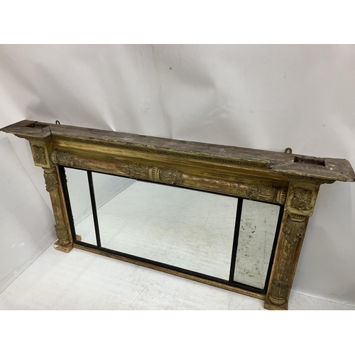 326 - Antique gilt framed overmantle mirror, probably Cork. W. 150cm, H. 80cm. (glass replaced, see photos... 