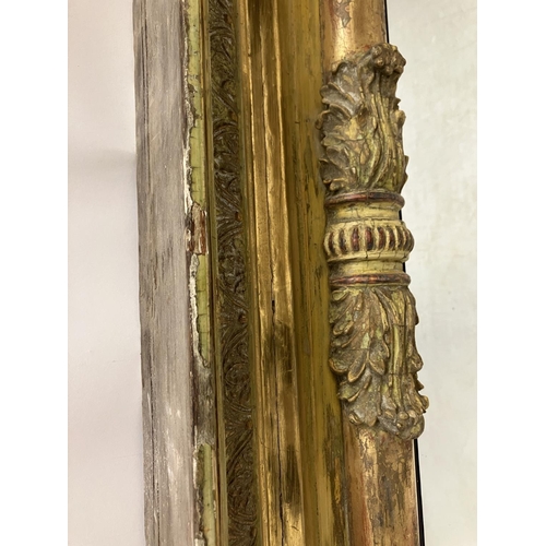 326 - Antique gilt framed overmantle mirror, probably Cork. W. 150cm, H. 80cm. (glass replaced, see photos... 