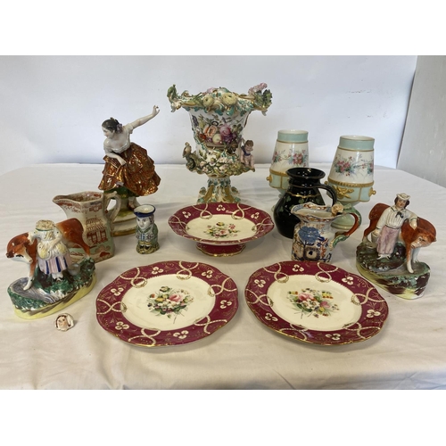 339 - Mixed lot of chinaware to include large continental urn (damaged, see photo), figure of a dancer (fi... 