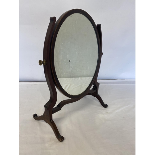 340 - Antique inlaid mahogany chest top dressing mirror.