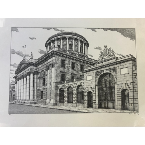 351 - Michael Craig, View of the Four Courts, Dublin, framed limited edition print. Overall size 38cm x 42... 