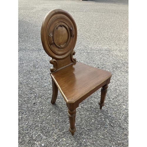 358 - Single Victorian oak hall chair.