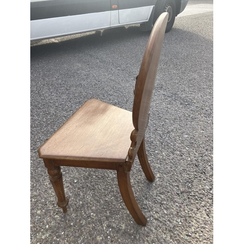 358 - Single Victorian oak hall chair.