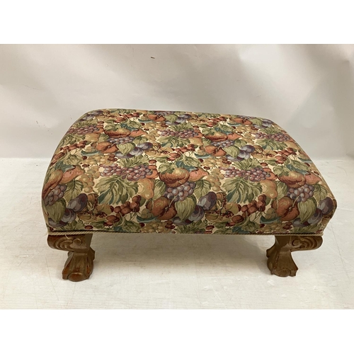 360 - Decorative drawing room stool. W. 90cm, D. 60cm, H. 40cm.