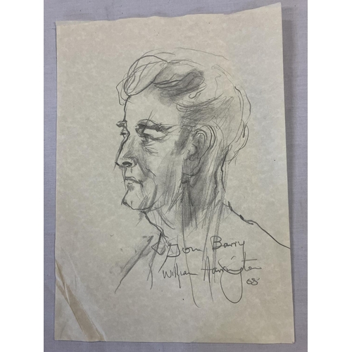 361 - William Harrington, 
A drawing of Tom Barry,
Signed and dated '68,
30cm x 21cm.