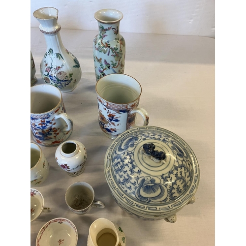 364 - Mixed lot of china ware & glass ware to includes mugs, vases, teapot, red glass, etc.