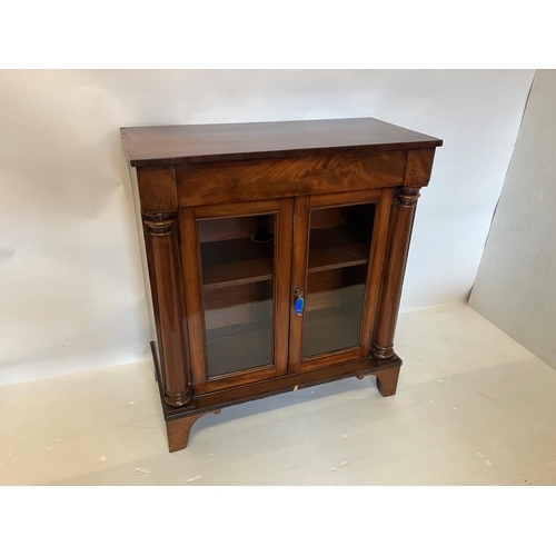 40 - 19th century mahogany cabinet fitted with a drawer over doors with glass panels and side columns. W.... 