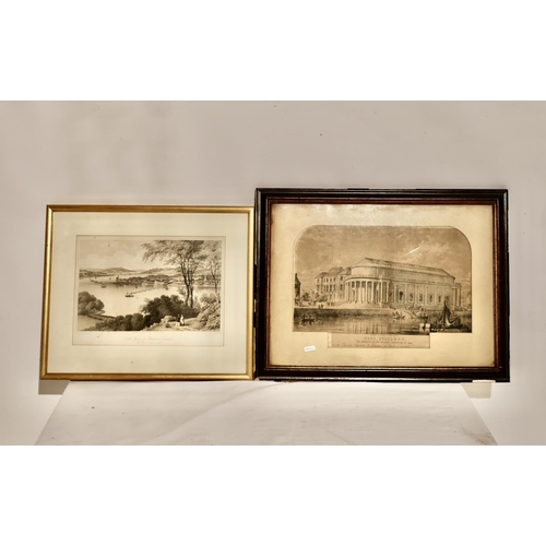 46 - An old framed engraving of the Cork Opera House published by P. Moore, 17 Academy St., Cork together... 