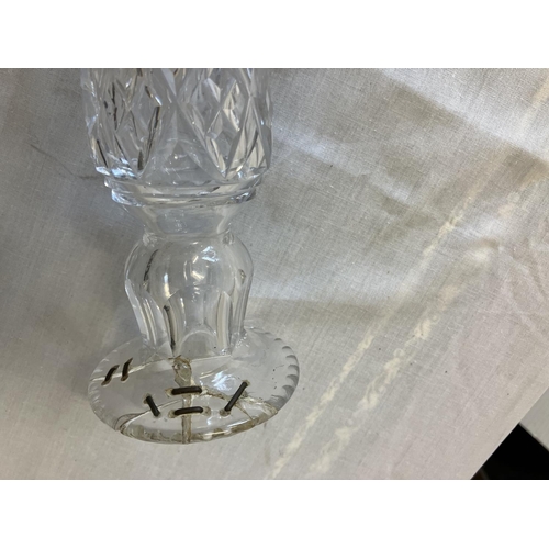 49 - Mixed lot of glassware to include large table lamp, shade cracked, candlesticks and jug damaged. (se... 