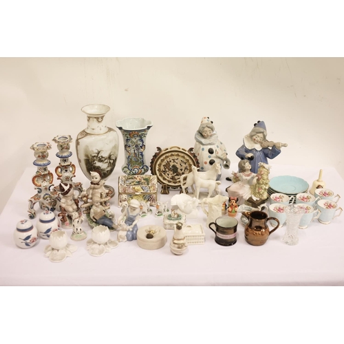 58 - A mixed lot of chinaware - candlesticks, vases,etc.