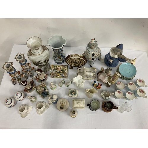 58 - A mixed lot of chinaware - candlesticks, vases,etc.