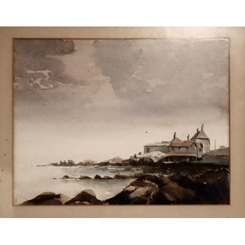 61 - Tom Freeney, 
A pair of watercolours,
Land & seascapes,
Signed,
25cm x 34cm.