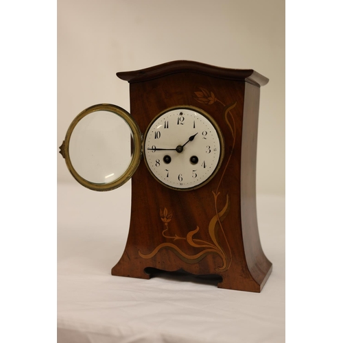 8 - Edwardian inlaid mahogany mantle clock.