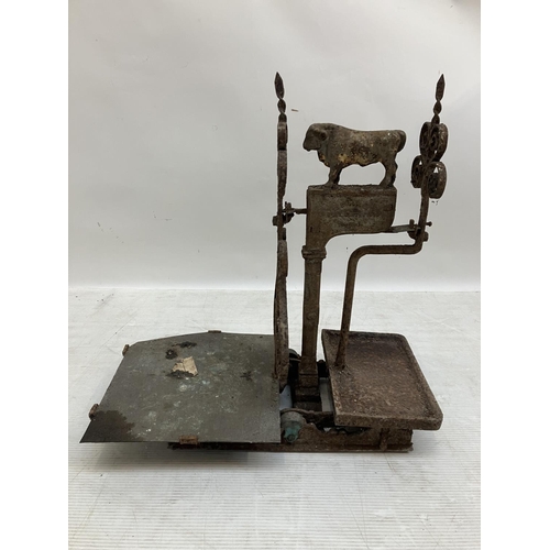 84 - Old metal butchers scales.