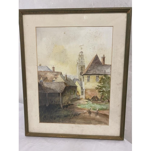 92 - Shandon, Cork,
Watercolour,
Signed indistinctly,
Possibly Kate Dobbin,
50cm x 37cm.