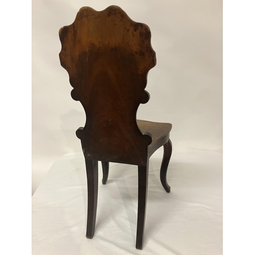 97 - Antique mahogany shell back hall chair.