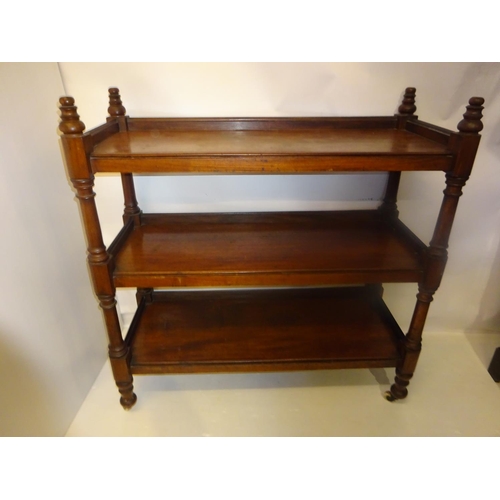 412 - Victorian mahogany 3 tier dumbwaiter. W. 116cm, D. 50cm, H. 114cm approx.