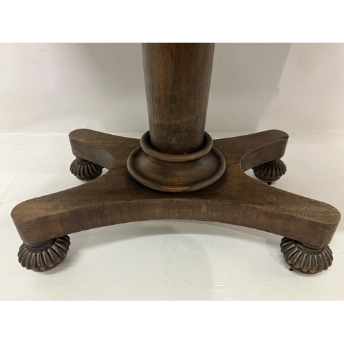 105 - A 19th century rosewood drop leaf table fitted with real & dummy drawers and raised on centre column... 