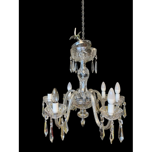 108 - A fine Waterford glass 6 branch chandelier. H. 50cm. Buyer has option on the following 2 lots.