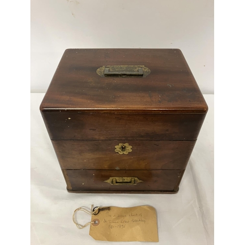 120 - Dr. Travers Robert Blackley 1801-1876 - A 19th century mahogany apothecary cabinet with recessed bra... 