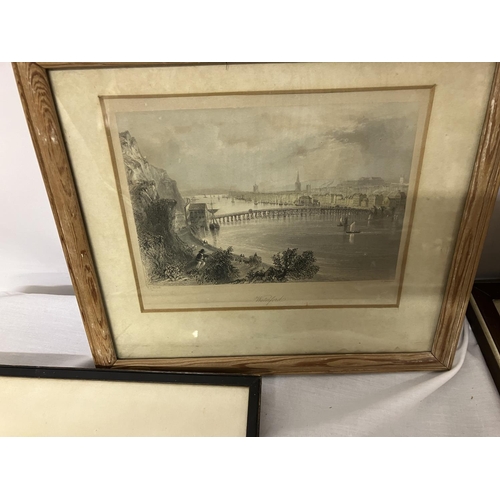 124 - A quantity of framed engravings and etchings including an early view of Waterford.