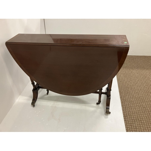 125 - Mahogany drop leaf table. 120cm fully opened. W. 100cm approx.