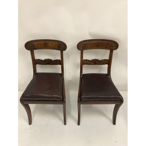 126 - A pair of Cork Regency mahogany side chairs.